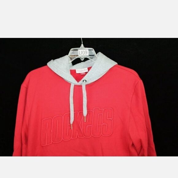 MITCHELL & NESS HOUSTON ROCKETS RED GRAY HOODED SW - Picture 7 of 12